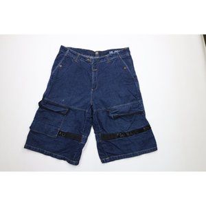 Vintage 90s Marithe Francois Girbaud Mens 38 Distressed Baggy Strap Denim Shorts